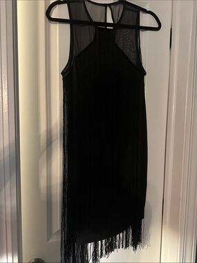 ASOS Black Sleeveless mesh fringe flapper dress